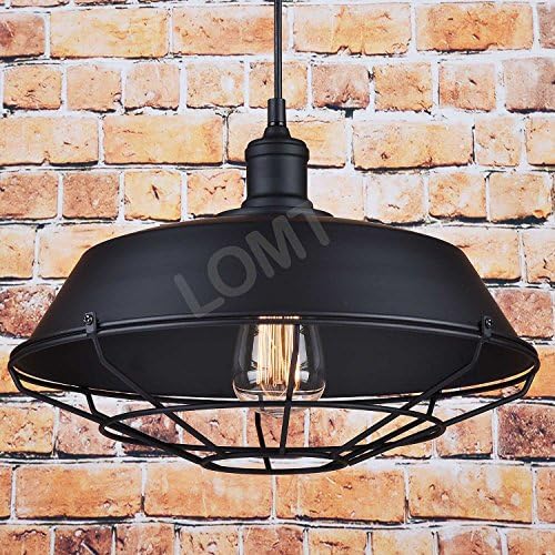 Black Rustic Farmhouse Ceiling Light, Pendant Barn Lamp With Vintage Design, Retro Chandelier With Adjustable Cord, Lighting And Decoration For Bar Restaurant Coffee Shop And Home Use, Diameter 36cm