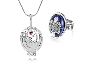 HJYZY Vampire Diar.s Gioielli Elena Apertura Vervain medaglione Collana con ciondolo a forma di goccia con sigillo di camminata e anello di Damon Set di gioielli per cosplay Set con adesivi 12 pezzi