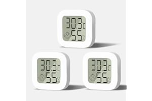ESTVIIG Mini termometro igrometro interno,3 pezzi igrometro interno di alta precisione con indicatore Smiley termometro d'atmosfera da posare o fissare a parete interno, soggiorno, ufficio