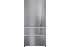 Haier FD 90 Series 7 HFR79F19EFGK - Frigorífico Puerta Francesa, Cajones DirectAccess, Motor Inverter, Fabricador Hielo, MyZone, HumidityZone, Total No Frost, 90x190cm, 703L, Daylight, Glass Inox Look