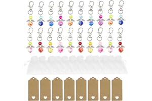 24 Sätze Engelanhänger LongZYU Hochzeit Taufe Anhänger-Schutzengel Anhänger mit Guardian Angel Schlüsselanhänger-Rganza Bag-Kraftpapier Anhänger für Weihnachten-Souvenir Gastgeschenke