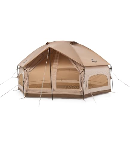Tente Gonflable PLKEQS Pour 6-8 Personnes – Grande Tente Familiale Avec Trou De Cheminée Et éclairage