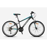 Kron VORTEX 4.0 24 Jant V FREN 21 Vites Dağ Bisikleti 14"- MAT SİYAH GRİ MAVİ(GREENWAY BİSİKLET)