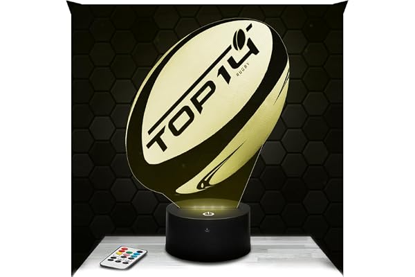 Lampephoto.fr Lampe de chevet Ballon Rugby décoration Rugbyman. Idée cadeau homme objet Ballon Rugby veilleuse adulte déco chambre. Idee cadeau noel homme original
