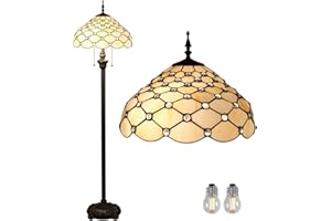 KINBOLAS Tiffany Styl 16 "Lampa Podłogowa Witrażowy Szklany Lampshade Tall Standardowa Lampa Czytanie Oświetlenie Art Deco Sypialnia Salon Studium Restauracja Wolnostojąca Lampa Prezenty-Pedal Switc(Color:B-8)