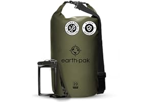 Earth Pak Borsa impermeabile Roll Top Dry Compression Sack mantiene l’attrezzatura asciutta per kayak, spiaggia, rafting e canottaggio, trekking, campeggio e pesca con custodia impermeabile per telefono