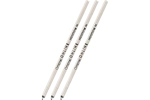 ONLINE Ricarica standard D1 per penna a sfera, 3 pezzi, inchiostro nero, punta media, sostituibile, a prova di documento, per penne multicolori, impermeabile