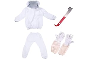 MVPACKEEY Set di 4 pezzi di tuta per api, strumento a nido d'ape per cappello con cappuccio e guanti da velo Attrezzatura per l'apicoltura