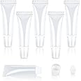 5Pcs Empty Lip Gloss Tubes, Clear Lip Balm Containers Soft Squeezable Travel Toothpaste Containers Mini Refillable Cosmetic Bottles for DIY Lip Gloss Makeup Travel Toiletries