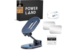 powerland Uchwyt na telefon samochodowy Magnes【Składany Magnetyczny】 Uniwersalny 360 ° Uchwyt na iPhone Wszystkie smartfony