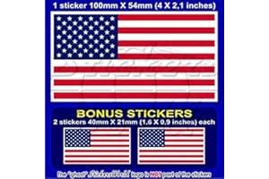 STICKERSWORLD Vinyl-Aufkleber mit USA-Flagge, 100 mm, 1 Stück + 2 Bonus