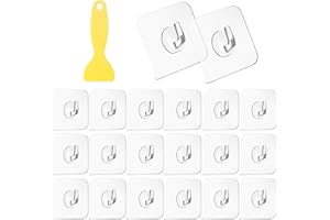 Vaktop Magischer Haken, 20 Stück Transparente Haken, Klebehaken Transparent, Selbstklebende Klebehaken mit Schaber - für Küche, Bad, Toilette Türwand (5kg Max)