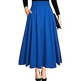 Ranphee Gonna a Vita Alta Lunga Donna con Tasca Maxi Gonne con Spacco Laterale