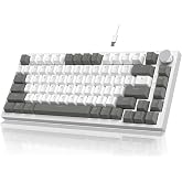 Coverzone Beyaz Işıklı Hot Swap Kablolu Mekanik Oyun Klavyesi | Ajazz AK820 Gri Beyaz (AK820 Gri Beyaz - Sarı Switch)