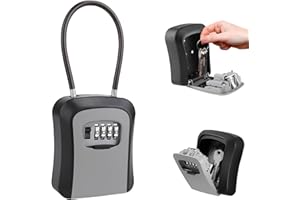 Arvoni Caja de Seguridad para Llaves, Cajetin Llaves con Codigo 4 Dígitos, Impermeable Caja de Cerradura, Caja Llaves Combinacion Pared Extraíble para Casa, Garaje y Escuela, Gris