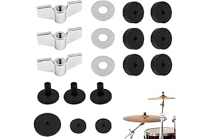 Norhogo 18-Pack Cymbal Replacement Accessories, Anti-slip drum kit felt drum kit accessories, Drum Kit Accessories Set include Cymbal Felts, with Base Wing Nuts and Cymbal Washer for Drum Set, Black