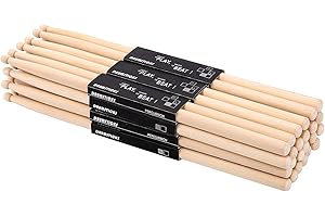 Suwimut 12 Pairs Drumsticks, Classic Maple 5B Oval Wood Tip Drum Sticks for Adults and Beginners, Musical Instrument Percussion Accessories
