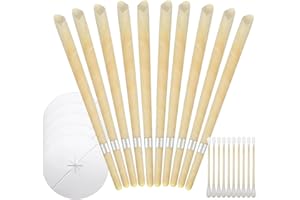 CPJJ 10 Pièces Toutes Les Bougies d'Oreille Naturelles Cônes De Bougie En Cire d'Abeille,Parfumées,Bougie Auriculaire Bougies,Détendez-Vous Et Nettoy,Avec 10 Disques De Protection