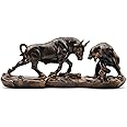 Irayin Wall Street Bull & Bear Battle Resin Statue, Bull & Bear Decoration, Home Decor Accents Bull Ornaments for Living Room, Bedroom, Wine Cabinet, Office - Black
