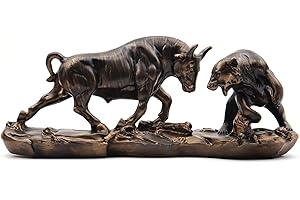 Irayin Figuras de Toro y Oso, Estatua de Resina Wall Street Bull Bear Decoración, Figuras Decorativas Modernas Salon,Estatua de Toro Figuras para Salón, Oficina, Escritorio(Negro)