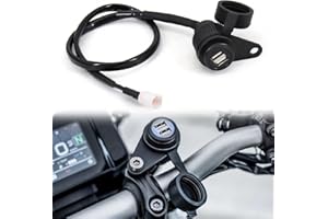 OTILLI Caricabatterie USB Motorcycle 12V DV Doppio Adattatore per Yamaha Tracer MT-07 MT-09 SP FZ-09 FZ-07 XSR 700 900,Nero