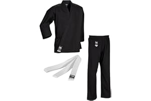 Ju-Sports to start Karateanzug Kinder & Erwachsene schwarz - Moderner, besonders leichter Karatekimono 100% Baumwolle, Ideal für Anfänger, Optimale Bewegungsfreiheit