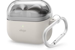 elago Kompatybilne z Samsung Galaxy Buds 3 Pro & 3 i 3 FE etui, podwójne etui z karabińczykiem, silikon premium + osłona TPU, bezprzewodowe ładowanie, akcesoria do słuchawek, dla mężczyzn, dla kobiet