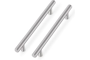 Probrico Brushed Nickel Stainless Steel Handles Bathroom T Bar Handle Drawer Pulls Cupboard Knobs Cabinet Hardware (192mm/7.5" Hole Centers - 256mm/10 Long) 25 Pack