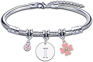 KJKJKJ A-Z 26 Lettera Iniziale Ciondolo Bracciale Donne Natale Regalo Personalizzazione Idee Regalo di Compleanno Bracciale,Figlia Sorelle Amici Amante Compleanno Natale Laurea Regalo Bracciale