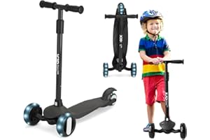 XJD Trottinette Enfant 3 Roues à partir de 2 à 8 Ans- Patinette Débutante Cadeau - T-Bar Ajustable pour Garçons et Filles -Charge Jusqu’à 50 kg avec Roues Lumineuses Poignées Ajustable…