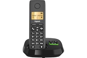 Gigaset Pure 120A - trådlös telefon - DECT-telefon med telefonsvarare - bakgrundsbelyst skärm - kompatibel med hörapparater, skydd mot oönskade samtal, svart