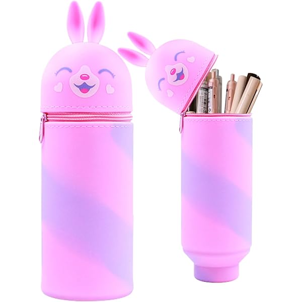 DEZP 1 Stück Kawaii Federmäppchen Aus Weichem Silikon – 2-in-1 Design Drehbar Zum Stifthalter, 18,5x6,5 Cm, Lustiges Anime-Design, Perfekt Für Schule, Büro & Geschenk