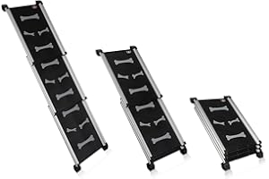 Knuffelwuff Rampa dla psów 70-158 cm – wysuwana rampa teleskopowa jako pomoc dla zwierząt domowych do samochodu – schody dla dużych i małych psów – antypoślizgowa – ochrona bagażnika