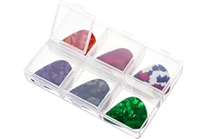YQQYG Guitar Pick Case, 6 Grids, Guitar Pick Box, Transparent Plastic, Guitar Picks Storage Organiser, Guitar Pick Holder, Box Only