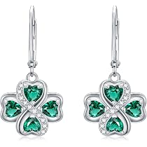 Collier Dolly-Bijoux En Argent 925 - Pendentif Trèfle émeraude Cz Micro-serti, Rhodié, Neuf
