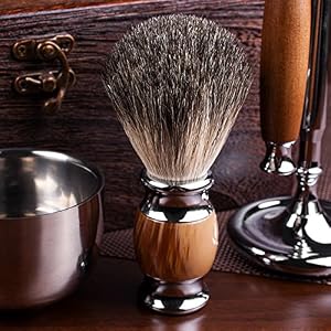 QSHAVE 100% Best Original Pure Badger Hair Shaving Brush Handmade. Faux Agate Handle. Perfect for Wet Shave, Safety… - Image 2