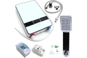 SANBOUSI 6500W Chauffe-Eau électrique avec Affichage de la Température LED et Pommeau de Douche Intelligent de Contact Chauffe-eau Instantané 220V