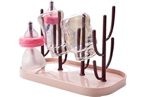 TUZSOCR Biberon Stendibiancheria, asciuga biberon pieghevole,gocciola-biberon albero,Sifone Biberon,Scolapiatti per biberon,vassoio Scolapiatti Rimovibile,per Bottiglie,Tettare,Tazze, Parti della pompa (Rosa)