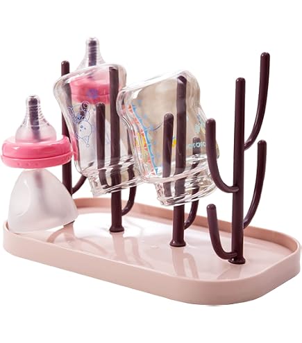 Égouttoir à Biberons Rose - Support Séchage 12 Tiges Pour Tétines Et Petits Pots