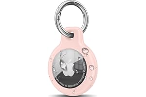 AMCC Keyring for Airtag Holder TPU Case, Ultra-Slim Waterproof Protective Airtags Case Tracker Cover Key Ring Compatible with Apple New Airtag Dog Collar (Pink)