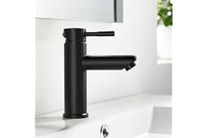 kisimixer Wasserhahn Bad Schwarz, 304 Edelstahl Waschtischarmatur Mischbatterie Waschbecken Armaturen, Einhebel-Badezimmer für Kalt-/Warmwasser, Einlochmontage