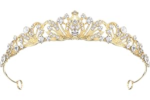 Krona Tiara Bröllop, Diadem Guld Prinsesskrona Dam Tiara Diadem Drottning på Bal Prinsessa för Kvinnor Brud Pannband Kristall