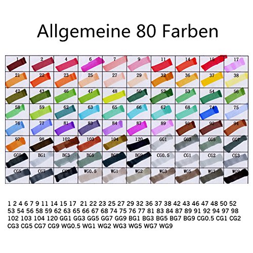 Yosoo 80er Twin Brush Marker Set Schüler Student Textmarker Grafitti Manga Künstler Marker mit Aufbewahrungstasche - 2