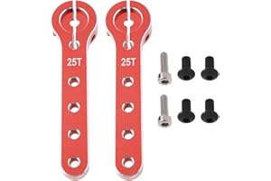 OTOTEC Lot de 2 bras de servo de direction 25T RC Longueur totale 56 mm Compatible avec avions Balsa 30-100CC Compatible avec Futaba, rouge