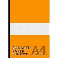 Squared Paper Notebook A4: Graph Paper A4 Pad, 100 Pages, 90gsm | 5mm Grid Ruled Note Book | Square Paper Journal/Notepad/Jot