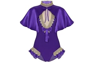 Agoky Disfraz de Trapecista para Mujer Disfraz Domador de Circo con Capas Maillot de Danza Ballet Disfraz Adultos de Fiesta Halloween Carnaval