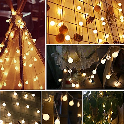 Preisvergleich Produktbild Longra 50er LED Lichterkette Batterienbetrieben Warmweiß Wasserdicht Außenbeleuchtung Innenbeleuchtung Weihnachtsbeleuchtung Deko Lichter für Partys Garten Hochzeiten Aussen Dekoration (A)