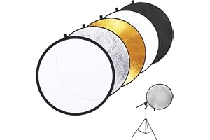 Jiavlyx 5 i 1 reflektor, 60 cm rund fotografi ljusreflektor, vikbar reflektor, diffusor fotografi med förvaringsväska, skivre