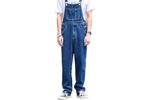 ENEN Salopette da Uomo in Denim, Jeans Pagliaccetti con Bretelle Moda Tasca Cargo Pantaloni Larghi da Lavoro Casual Tuta da Uomo in Denim Pantaloni Reggicalze