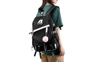 FSRONGXI School Bags for Girl, Teen Girls Backpack 15.6“ Large Capacity Rucksack Casual Daypacks with Plush Ball Pendant
